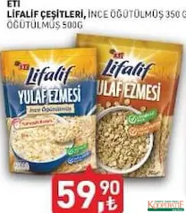 ETİ LİFALİF İNCE ÖĞÜTÜLMÜŞ YULAF EZMESİ 350 GR fiyat ve kampanya bilgisi